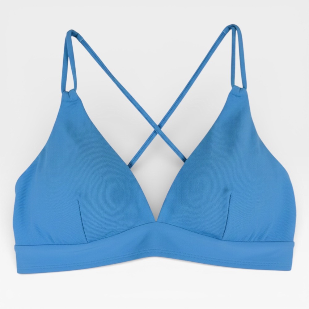 CALIA Womens Double Strap Triangle Bikini Top Adjustable Tie Blue Size XXL NWT